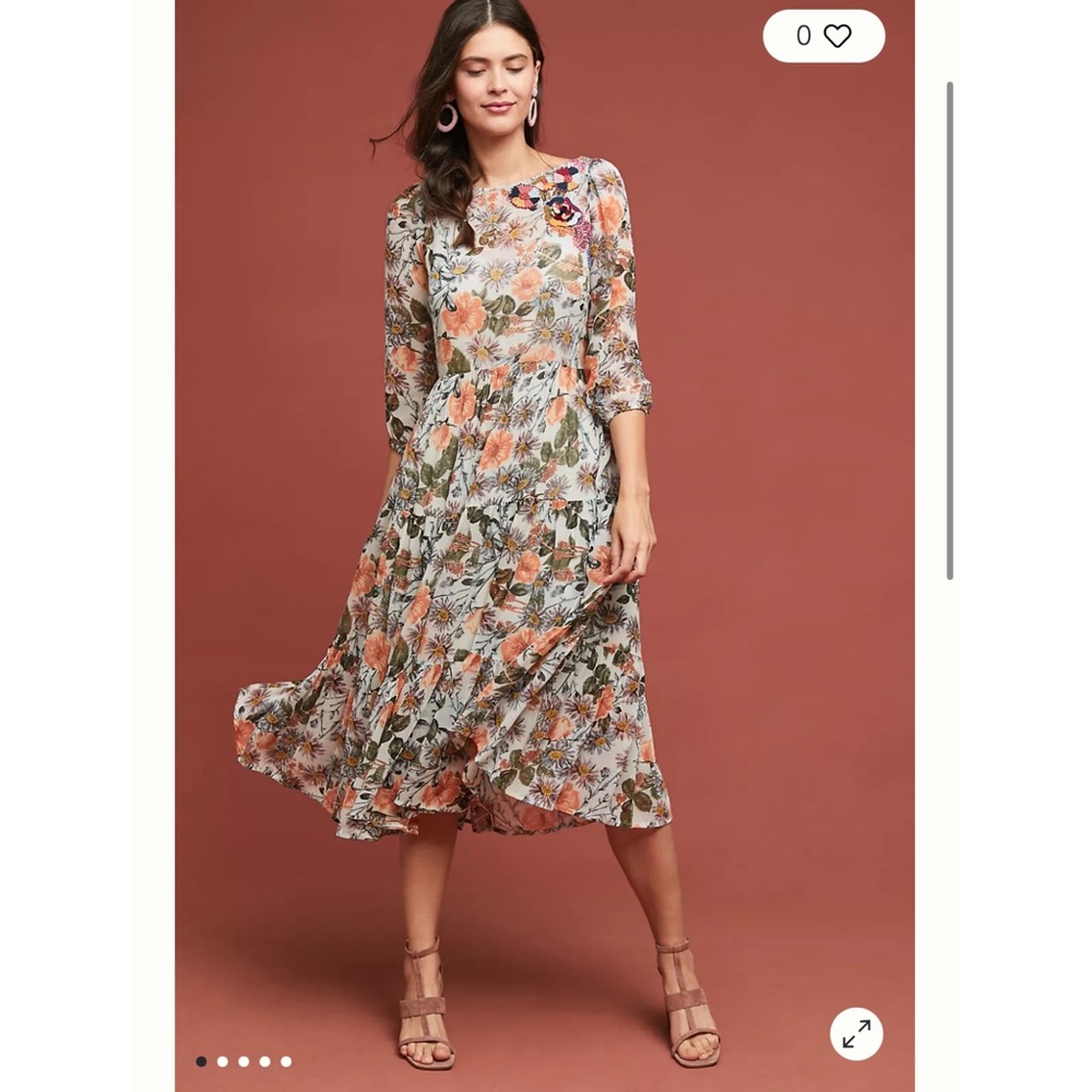 Anthropologie Meadow Rue Espalier Embroidered Tunic Dress, sz M